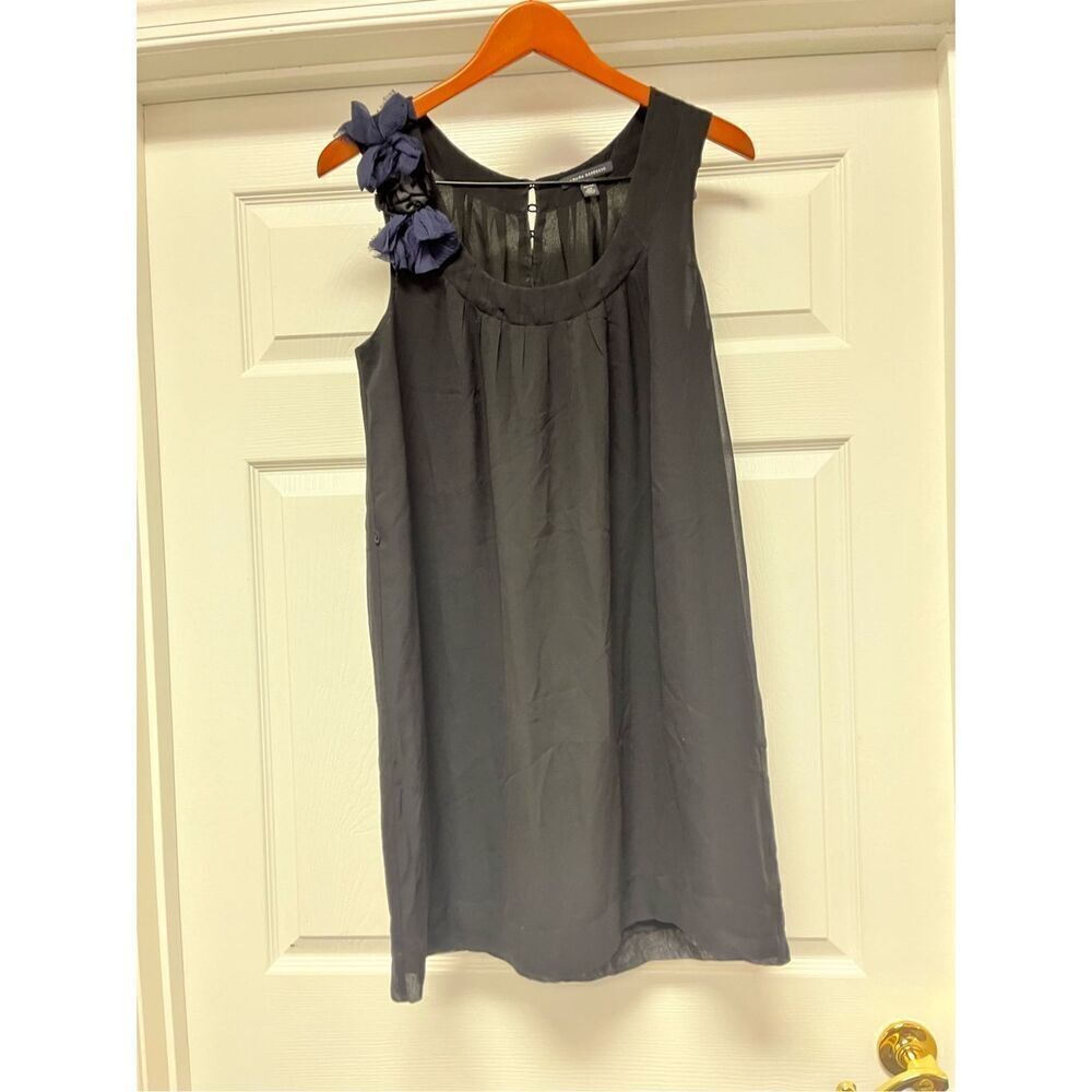 Banana Republic Black Silk Sleeveless Sheath Dress sz 10P EUC